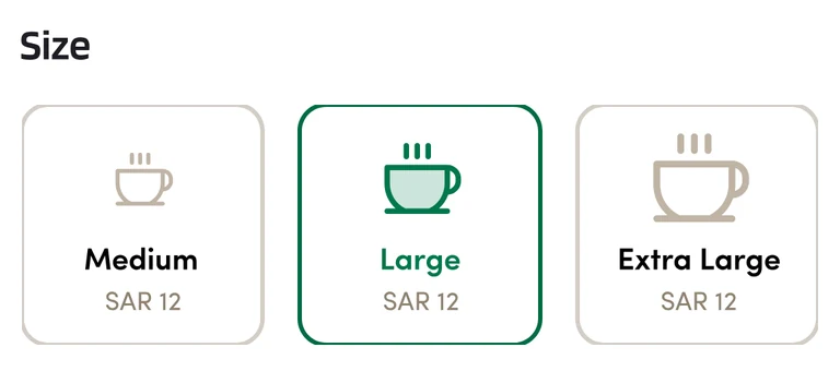 Barn’s size picker with Large selected