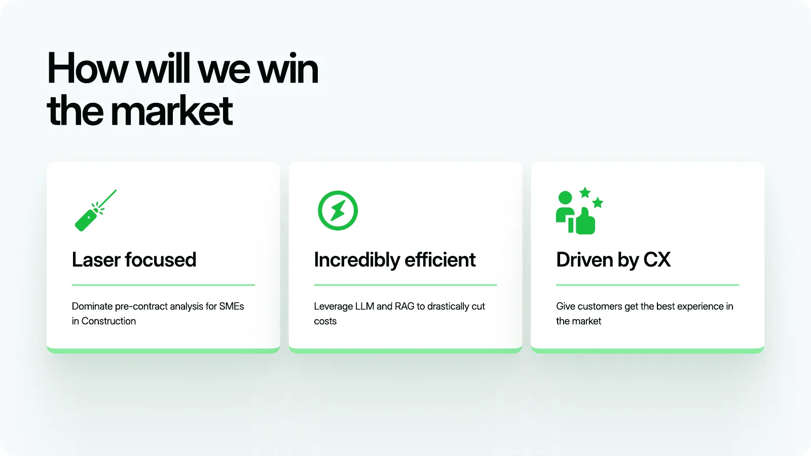 Slide 12: how will we win the market