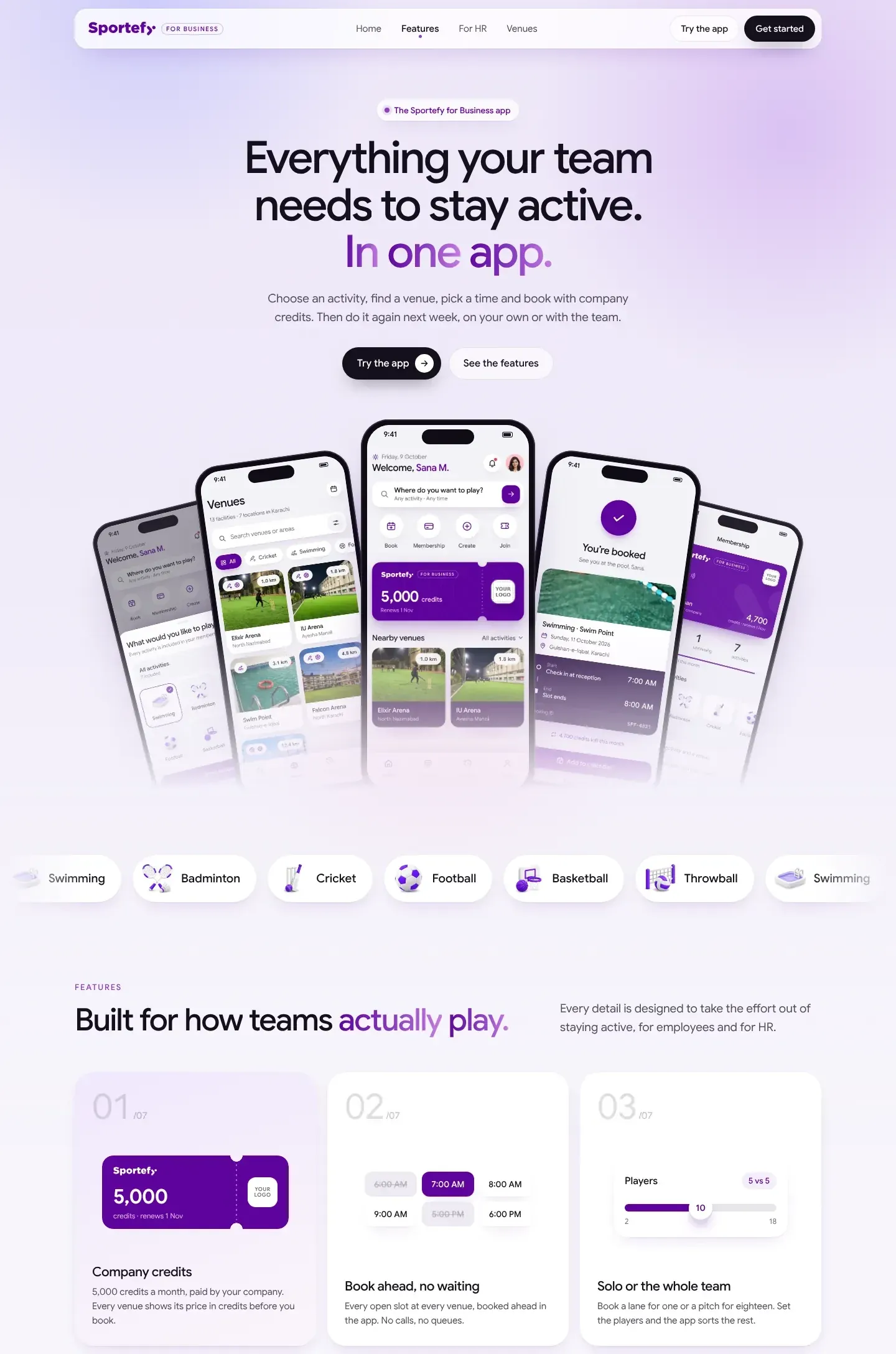 The Features page