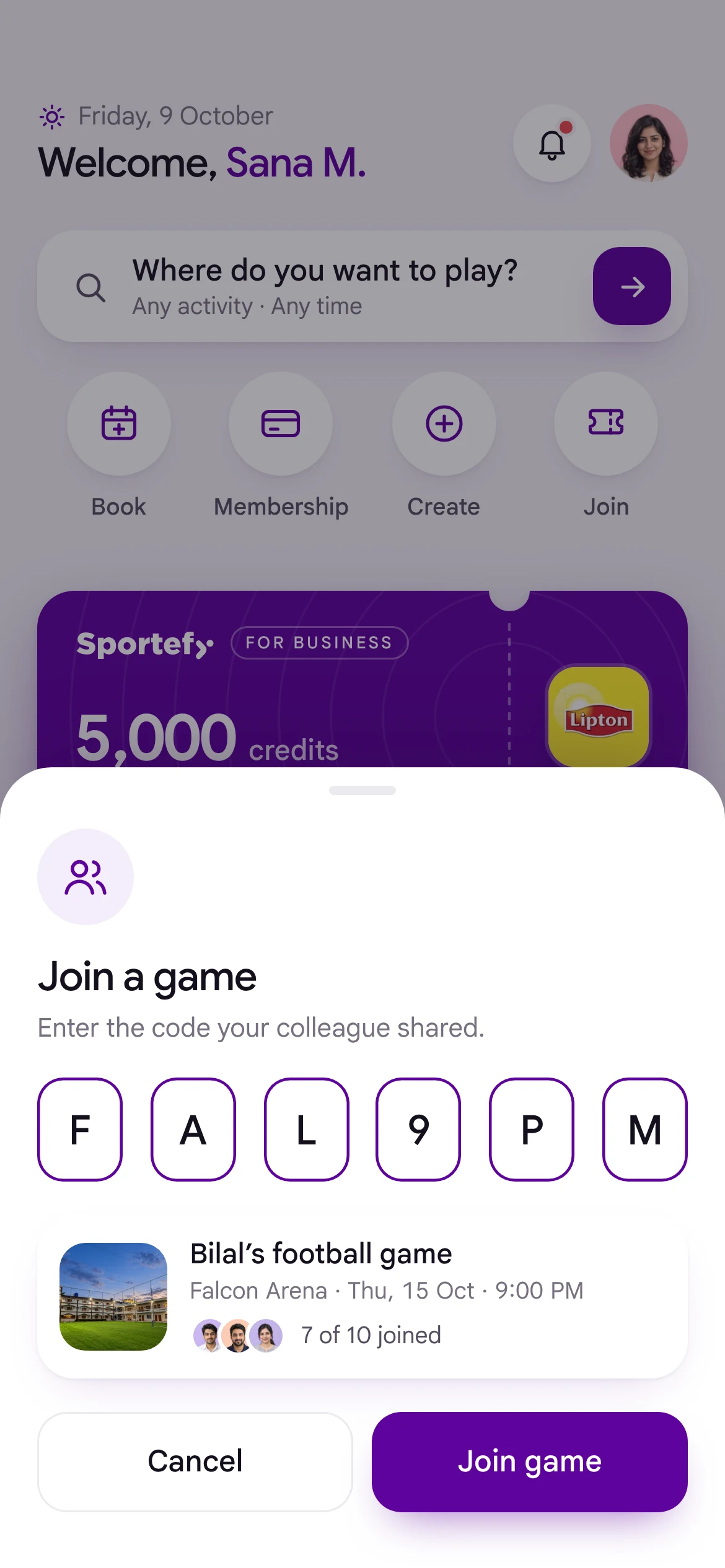 Join a game by entering the code